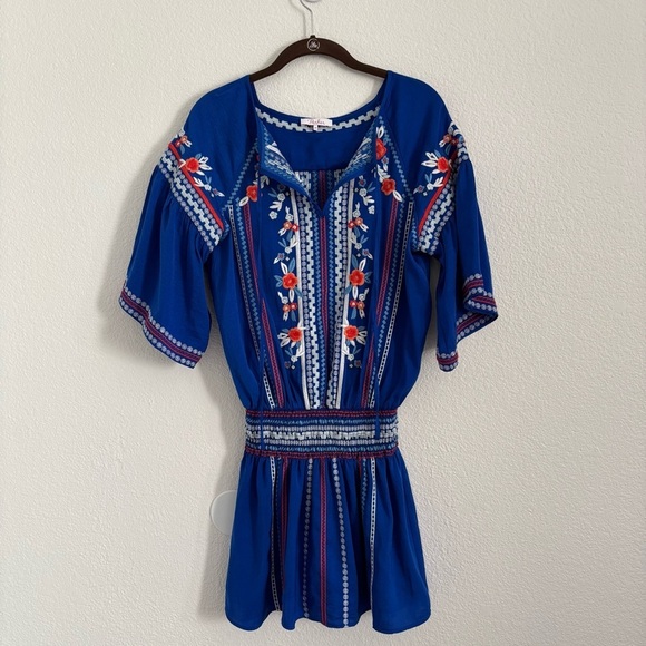 Parker Women's Size XS Blue Embroidered Mini Dress - Picture 1 of 5